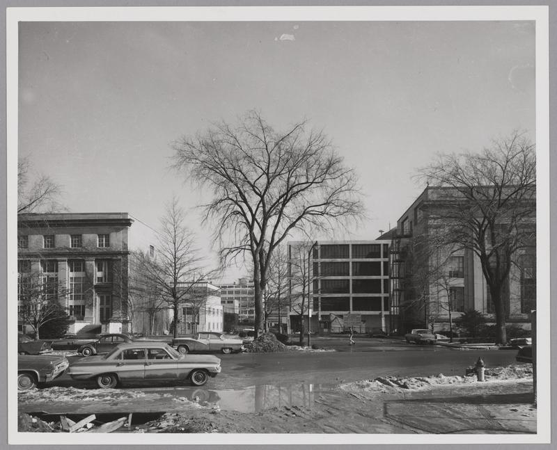 Building 13, Vannevar Bush Building construction with parking lot ...